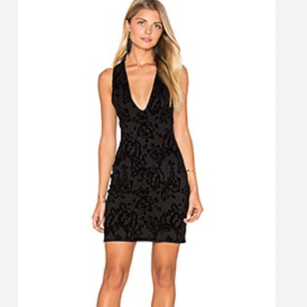 Free People Black Velvet Burnout Mini Dress
